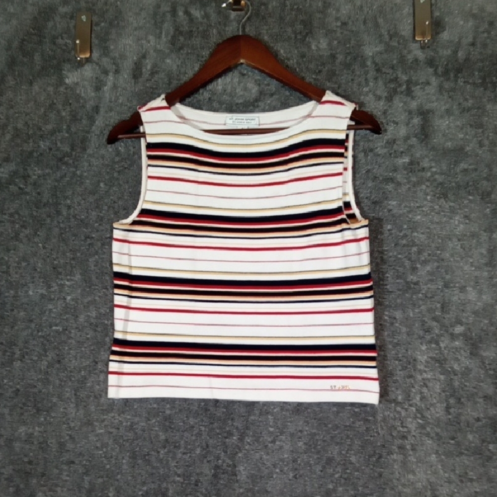 St. John Sport by Marie Gray Multicolor Striped Tank Top Sz Small Resort